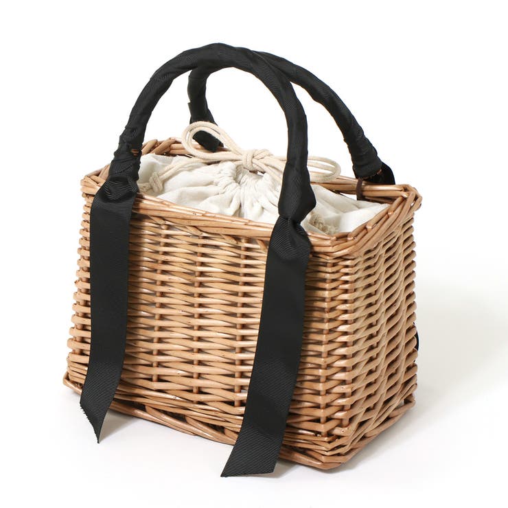 リボンハンドルスクエアミニかごバッグ レディース カゴバッグ[品番