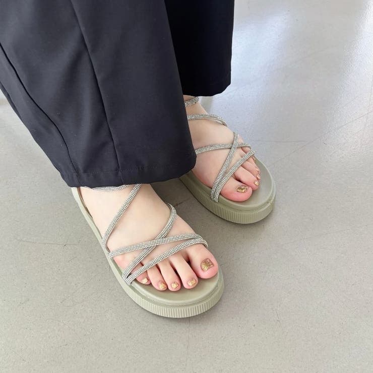 ラインストーンストラップサンダル/41217[品番：ORTS0006162