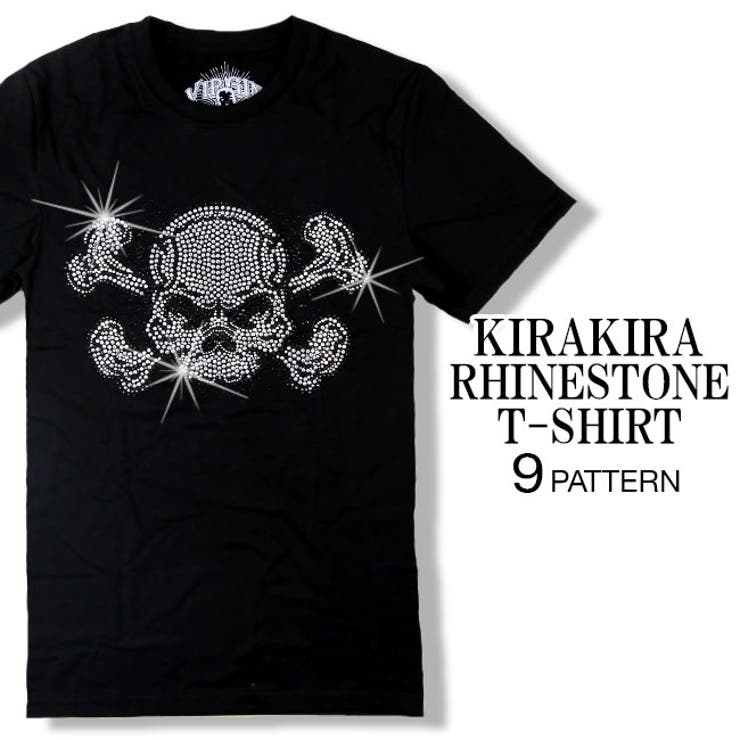 ラインストーン スカル デザインTシャツ[品番：TLKM0001792]｜T-LINK
