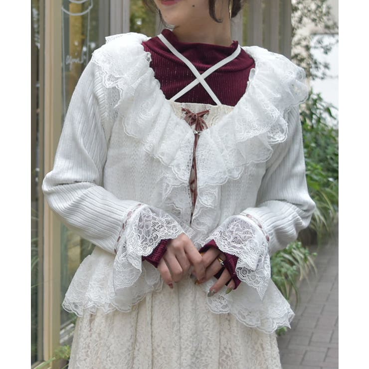 レースフリルニットボレロ[品番：IGAW0005687]｜axes femme