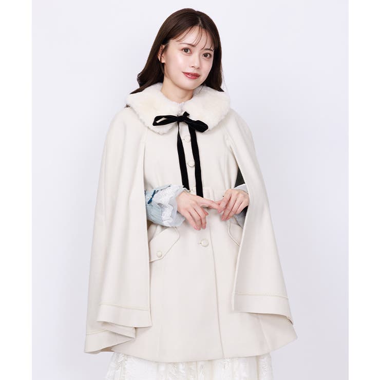 ファー襟付ケープコート[品番：IGAW0005595]｜axes femme（アクシーズ