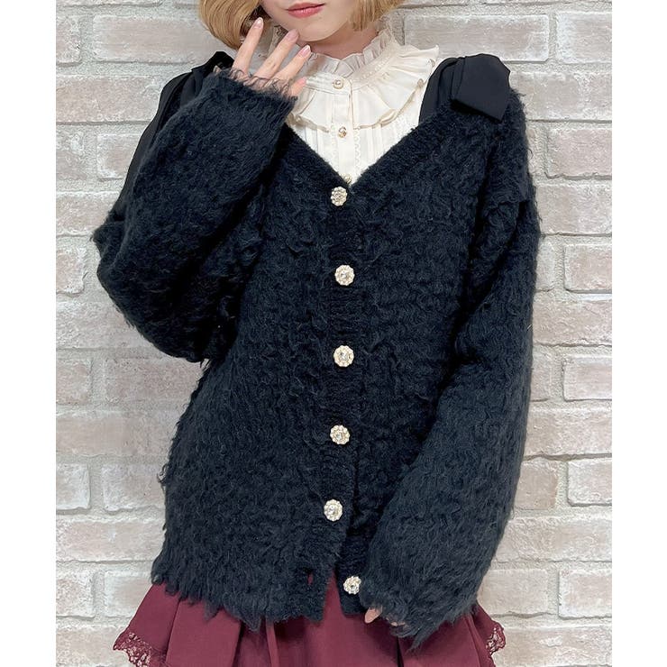 ウェーブファーニットカーディガン[品番：IGAW0007282]｜axes femme