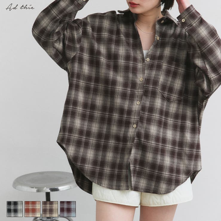 オーバーサイズチェックシャツ[品番：ADEW0004690]｜ad thie
