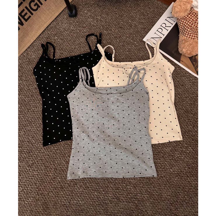 ドット柄レーヨンキャミソール[品番：XT000013452]｜aimoha （アイモハ