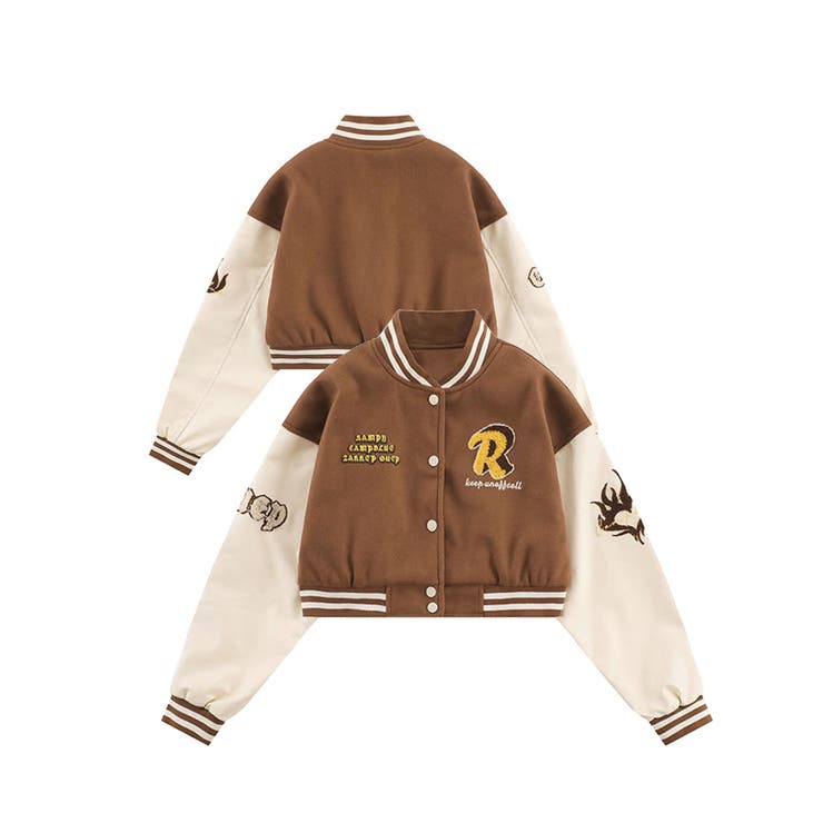 ブルゾン【HOOK】アメカジワッペン刺繍スタジャンジャケット