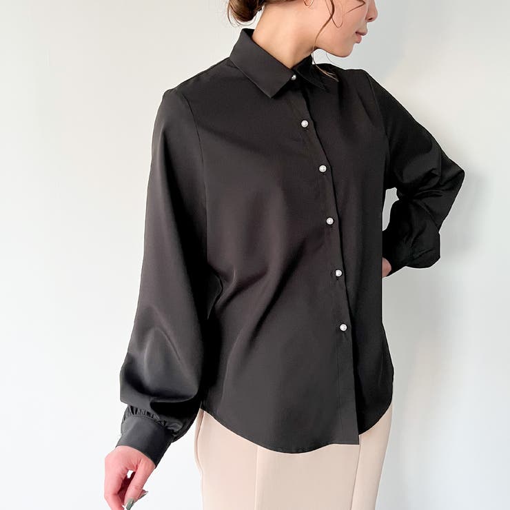 パールボタンバルーンスリーブシャツ[品番：AMTW0005347]｜JUNOAH