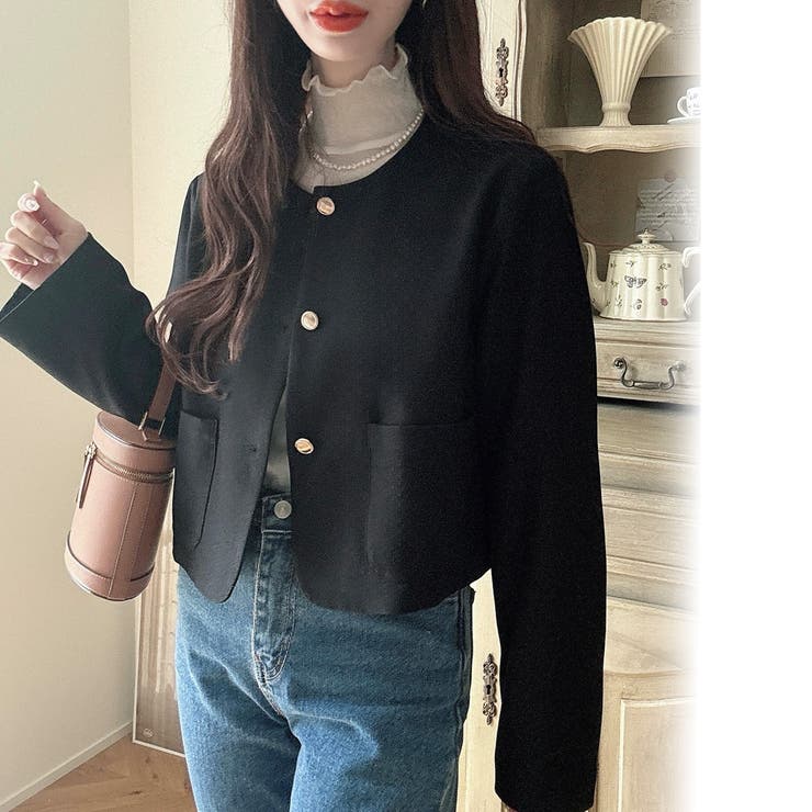 Meiru 金釦ノーカラージャケット[品番：AMTW0010128]｜JUNOAH