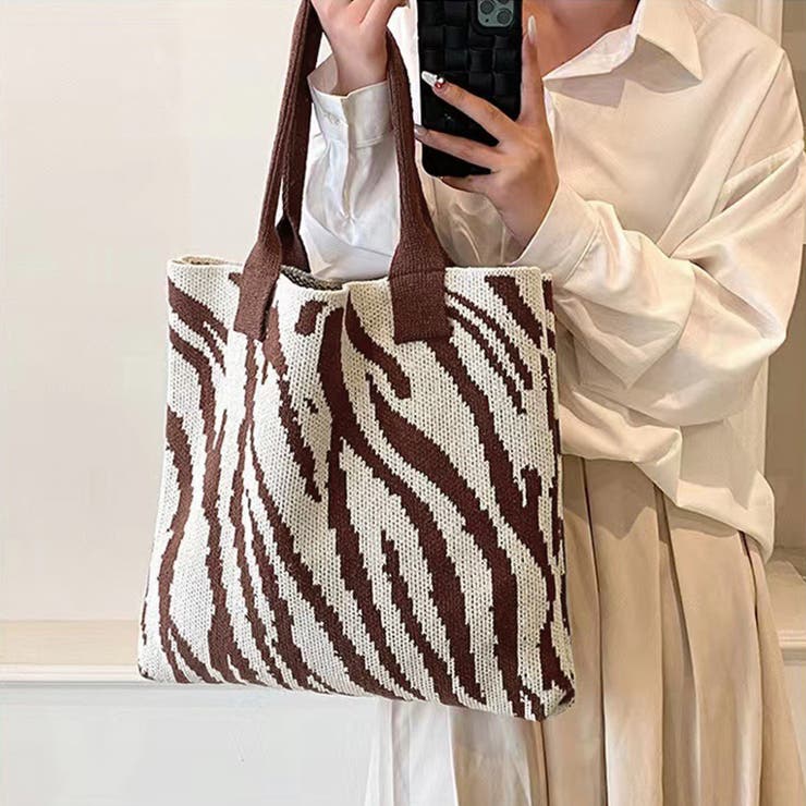 ニットバッグ トートバッグ 大容量かばん[品番：AGCW0004572