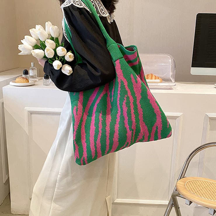 ニットバッグ トートバッグ 大容量かばん[品番：AGCW0004572
