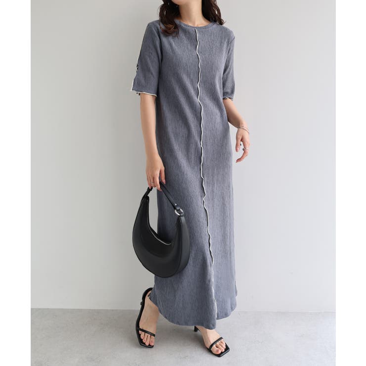 楊柳 配色メロー ワンピース[品番：AZ000004382]｜andme（アンドミー