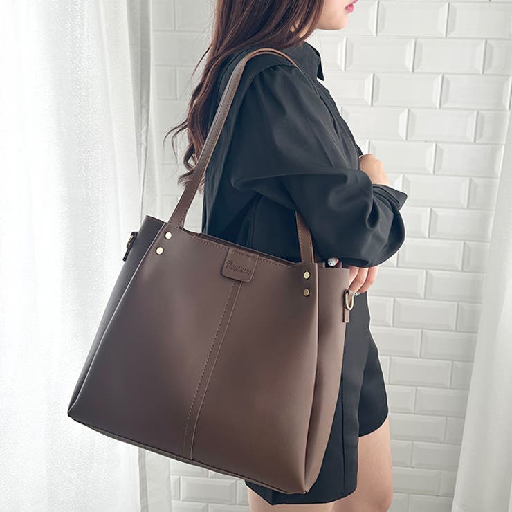 A4収納可能】PUダブルショルダートートバッグ ショルダーバッグ[品番