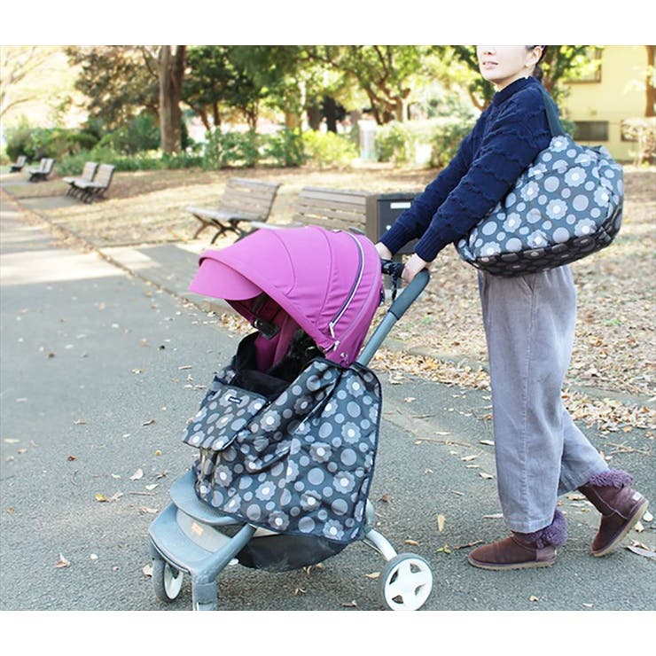 familiar フード付きベビーカーブランケット ネイビー美品