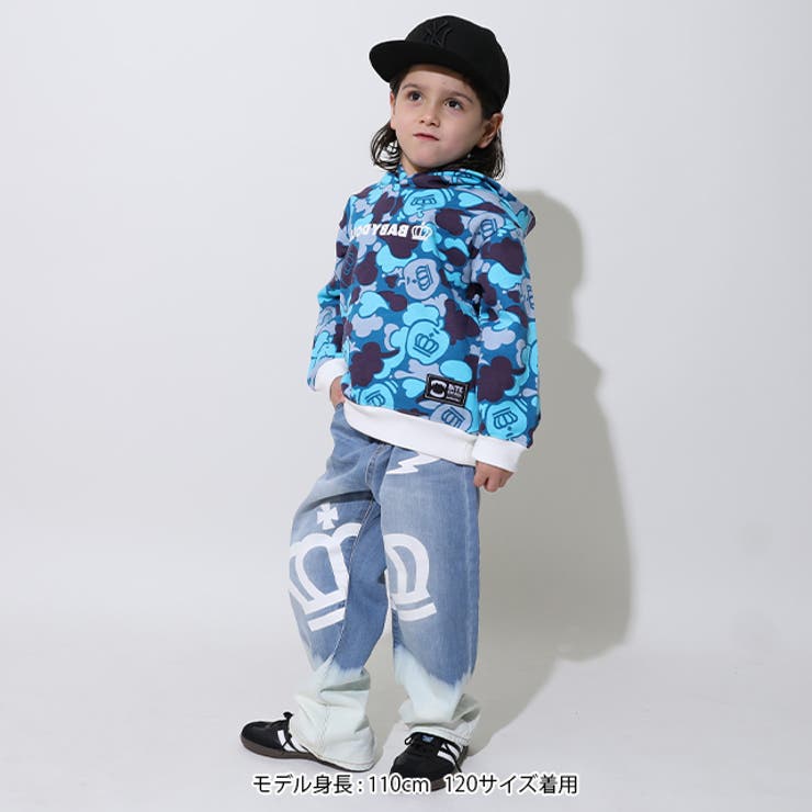 親子お揃い BIGアップルカモ総柄パーカー 1050K[品番：BYDK0007620