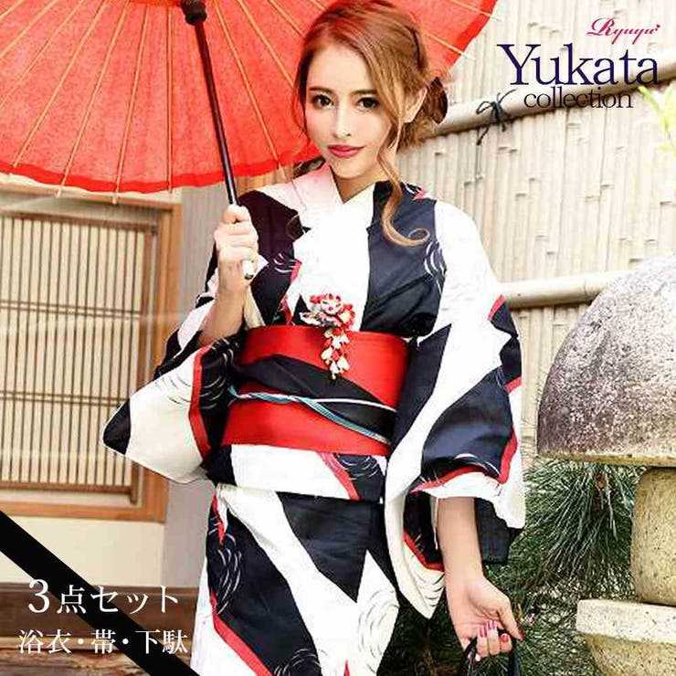 浴衣 白 モノトーン[品番：RV000007906]｜Ryuyu（リューユ）の