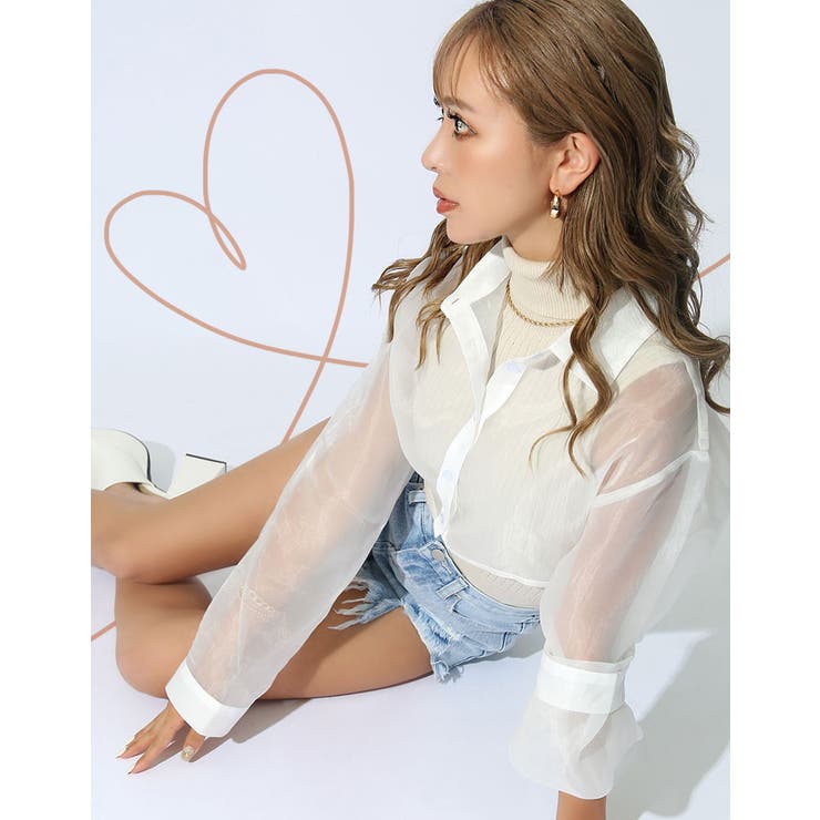 シースルーショートシャツ【藤木そら着用】mavily[品番：BCQW1876019