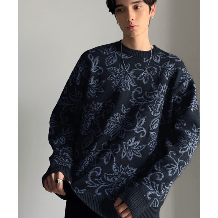 classical origin】視線を奪う、ジャガード花柄ニット Jacqu…[品番