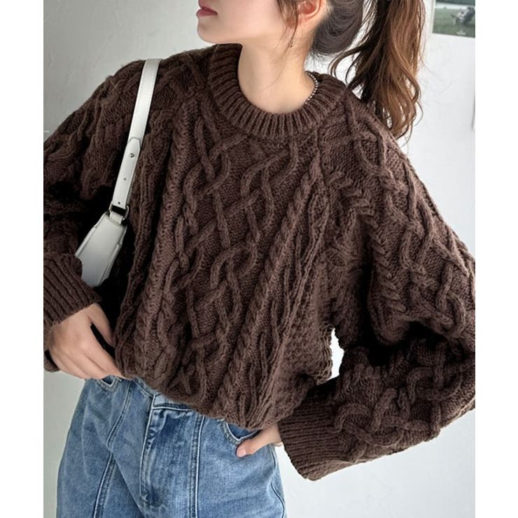 ざっくり感で一瞬でこなれ顔◎立体アラン柄ローゲージケーブルニット