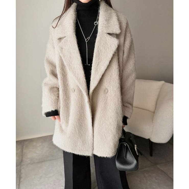 ふわり纏うだけで上品見え。2wayシャギーダブルビックカラージャケット