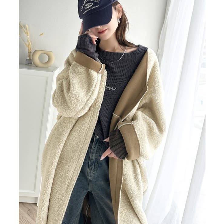 これ一枚で暖かい×大人の抜け感。表ボア×裏フリースダブルフェイス配色