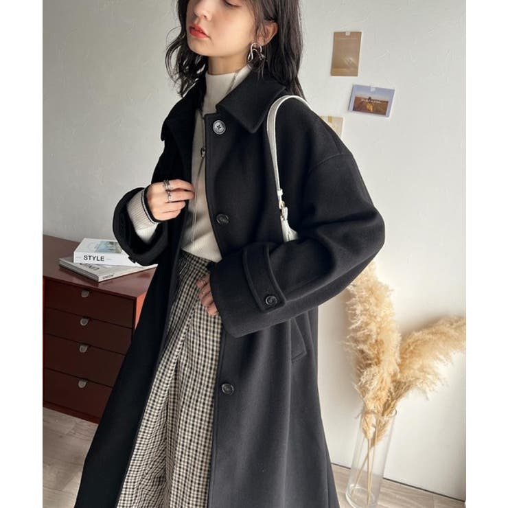 ロング丈が今年の気分♪ウールライク素材ステンカラーコート[品番