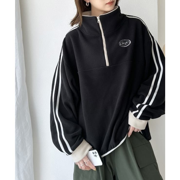 JaVa ジャバコラボ》旬なレトロスポーツ。刺繍フリースアノラック