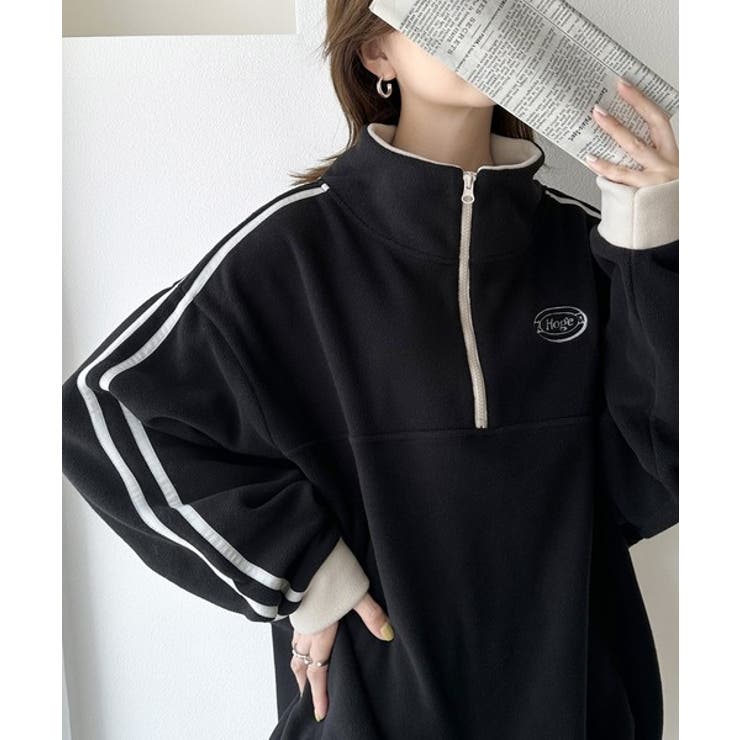 JaVa ジャバコラボ》旬なレトロスポーツ。刺繍フリースアノラック