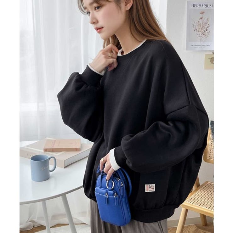 ボリューム袖 裏起毛ビッグシルエットトレーナー(長袖)[品番