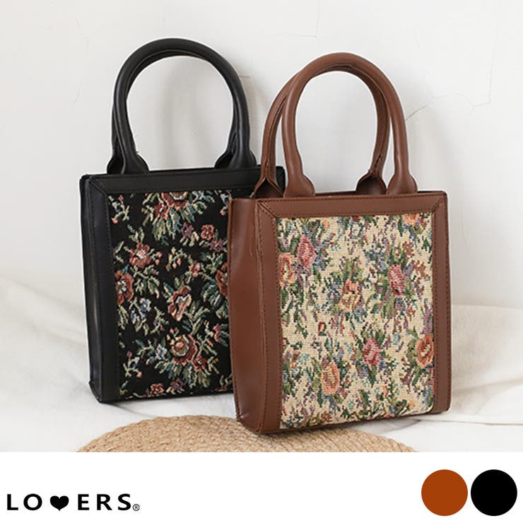 花柄ゴブランスクエアバッグ バッグ 鞄[品番：JP000006030]｜LOVERS