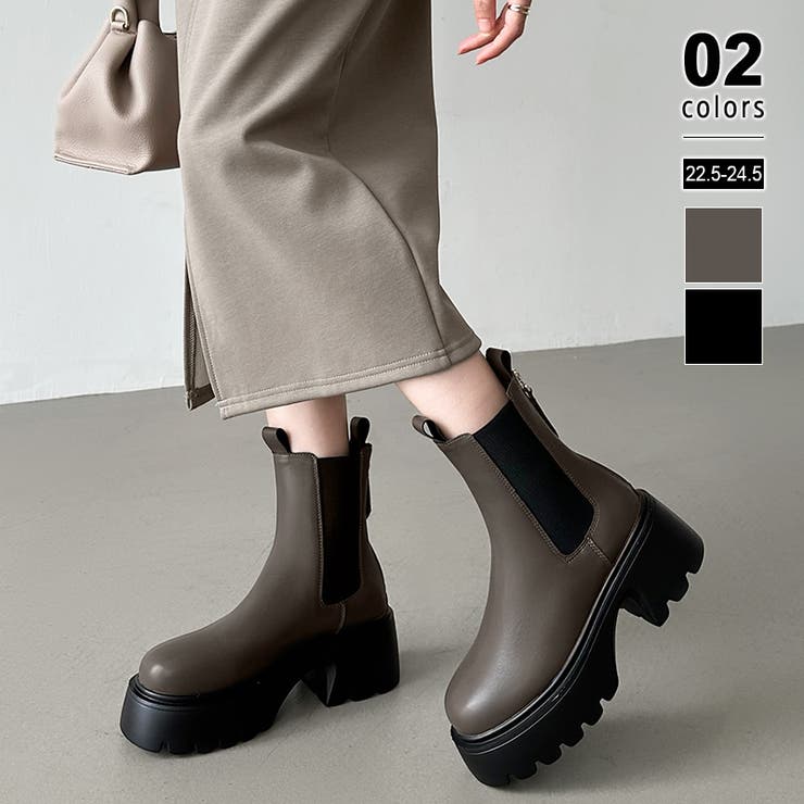 サイドゴアブーツ 厚底 トラックソールブーツ[品番：COCW0006117