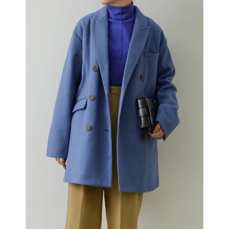 ビッグカラーで大人のこなれ感 カットメルトンダブルミドルコート