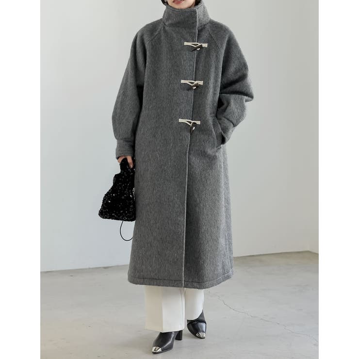低身長サイズ有]シャギーオーバーサイズスタンドカラーダッフルコート