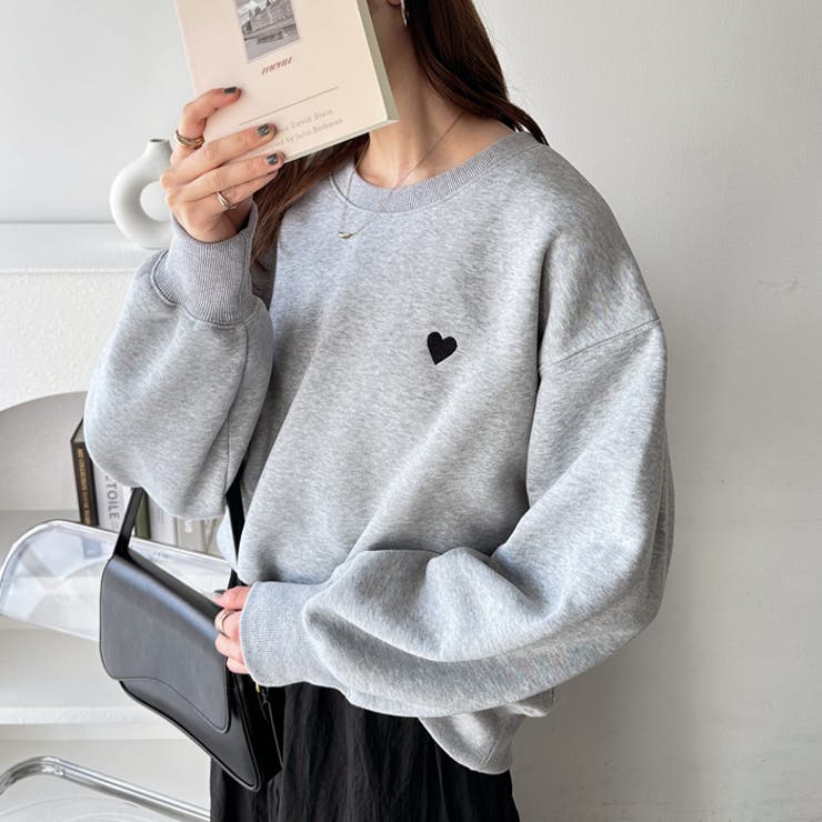 ロゴ＆ハート刺しゅう裏起毛スウェット[品番：GERW0010763]｜GeeRA