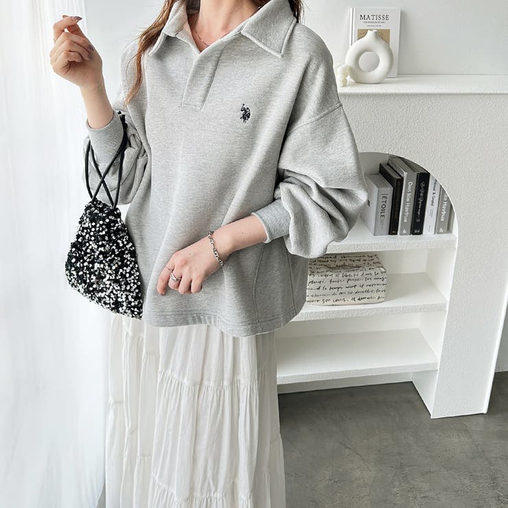 U．S．POLO ASSN．】表ピーチポロ衿スウェット[品番