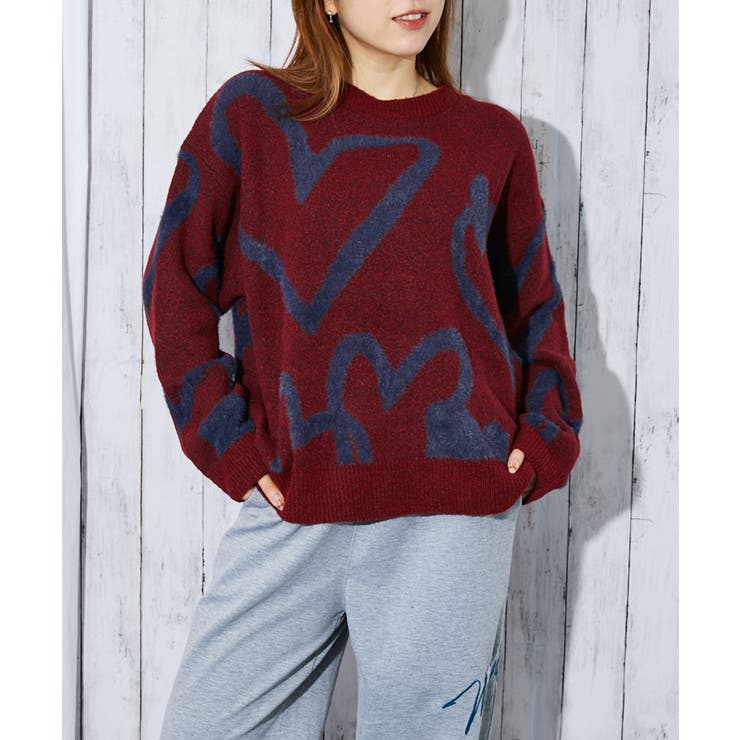 ハートライン×起毛タッチ》レディース ニットプルオーバー ゆる