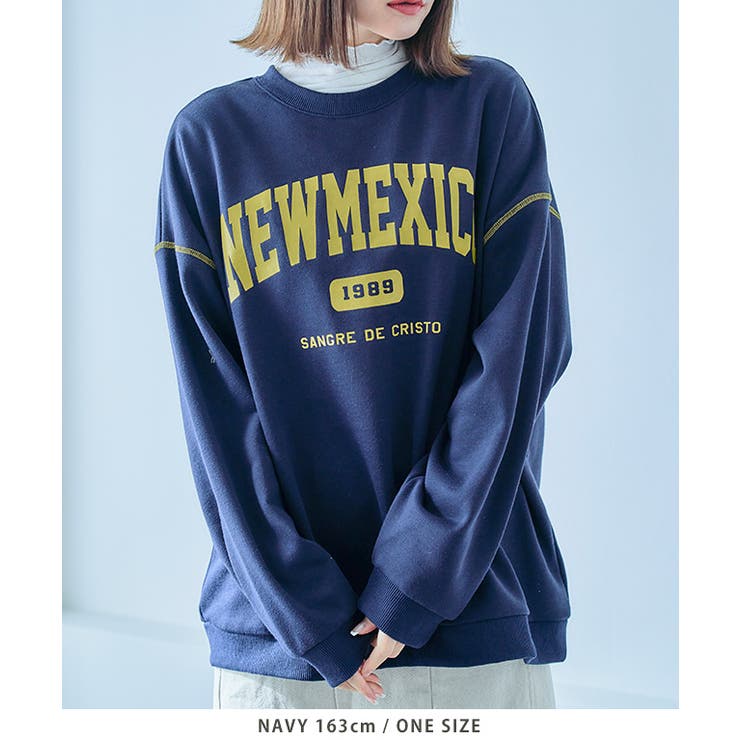 裏毛カレッジロゴスウェットプルオーバー トップス トレーナー[品番