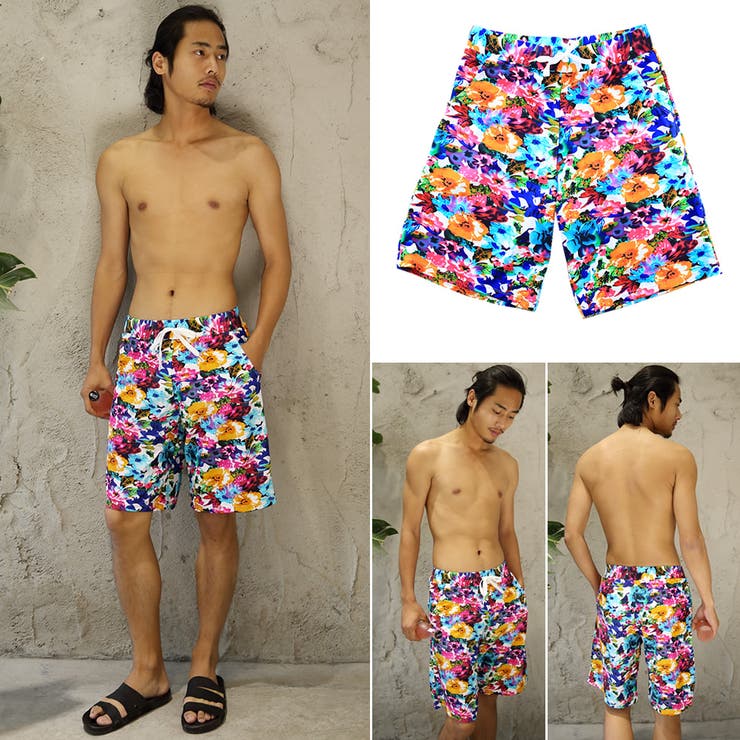 水着メンズトランクス ハーフパンツ 花柄[品番：HO000001101]｜HOYUKI