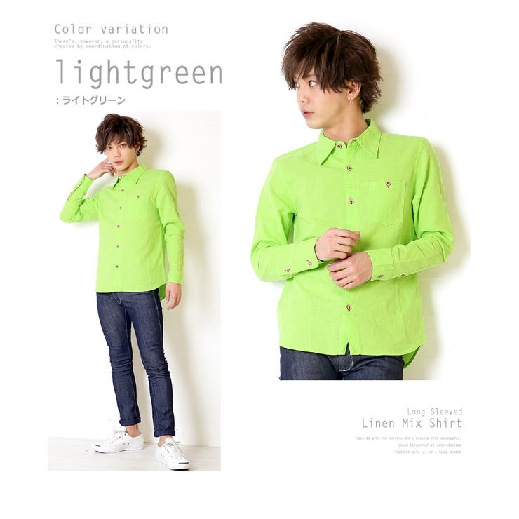 リネンシャツ メンズ麻混長袖シャツ メンズファッション[品番