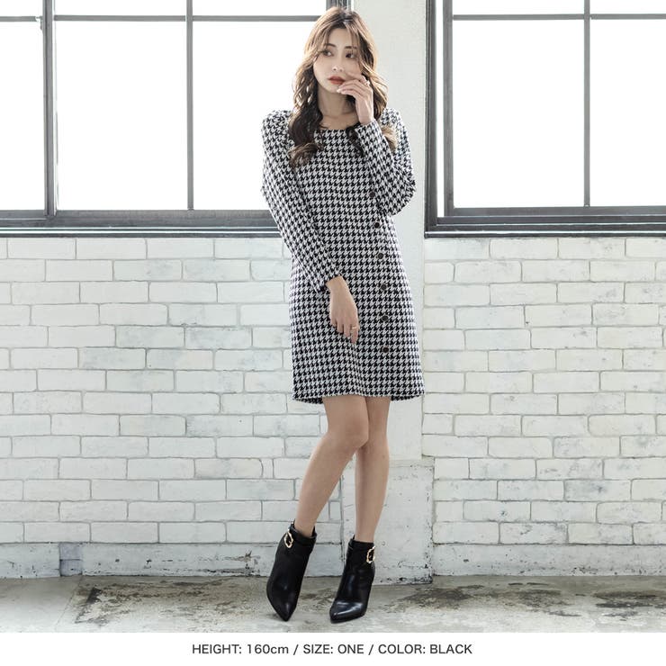 千鳥格子柄ミニワンピース [21586 秋冬[品番：BA000004998]｜JULIA