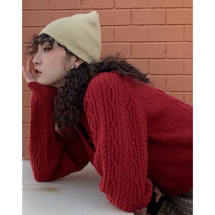 SHOPLIST限定】ケーブル編みモヘアニットカーディガン トップス