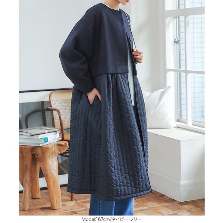 2wayフェイクウール×キルティングコート［K1312］[品番：KO000014899