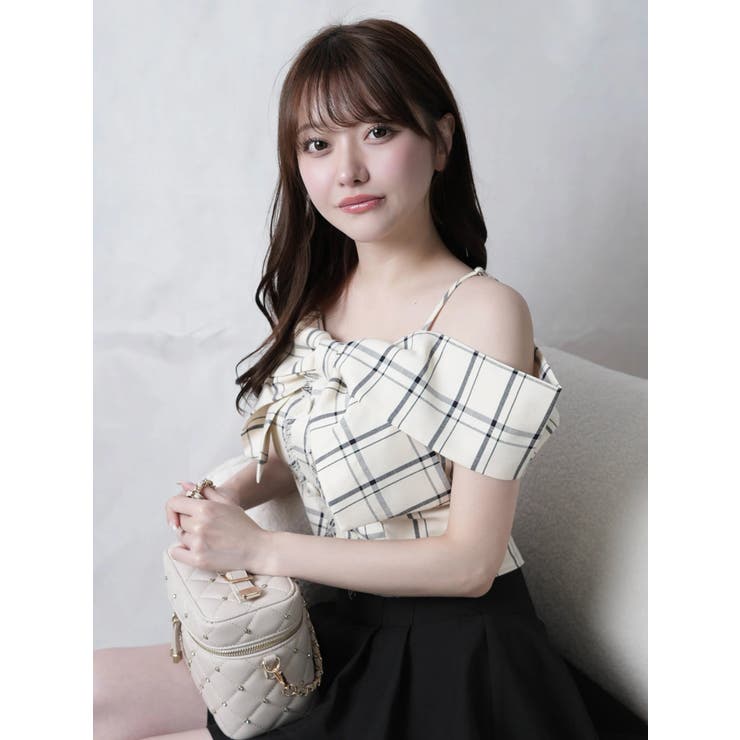 ツイードリボンオフショルトップス[品番：LINW0002596]｜LIPSERVICE