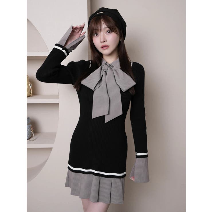 シャツドッキングプリーツワンピース[品番：LINW0002691]｜LIPSERVICE