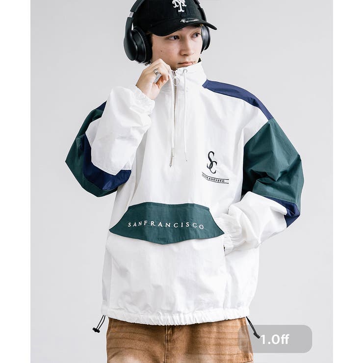 ナイロンジャケット ハーフジップ スタンドネック[品番：OE000008199