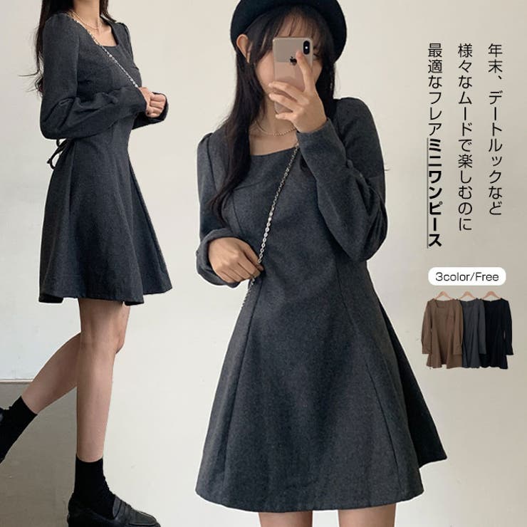 ミニワンピース ワンピース フレアワンピース[品番：KH000013250