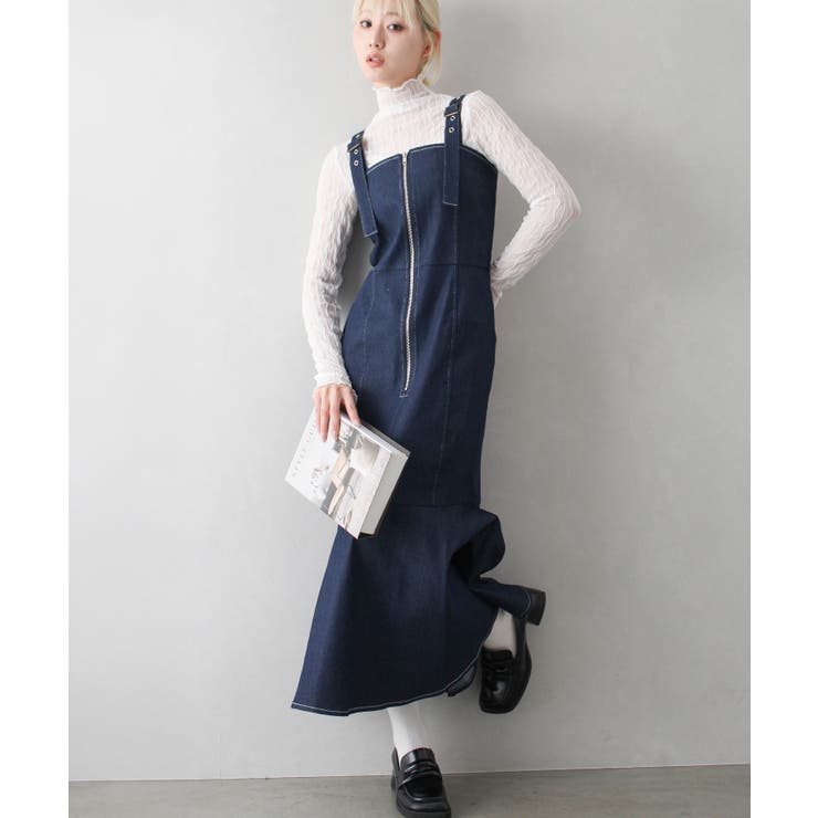 デニムジップマーメイドジャンパースカート[品番：SPRW0010438]｜SpRay