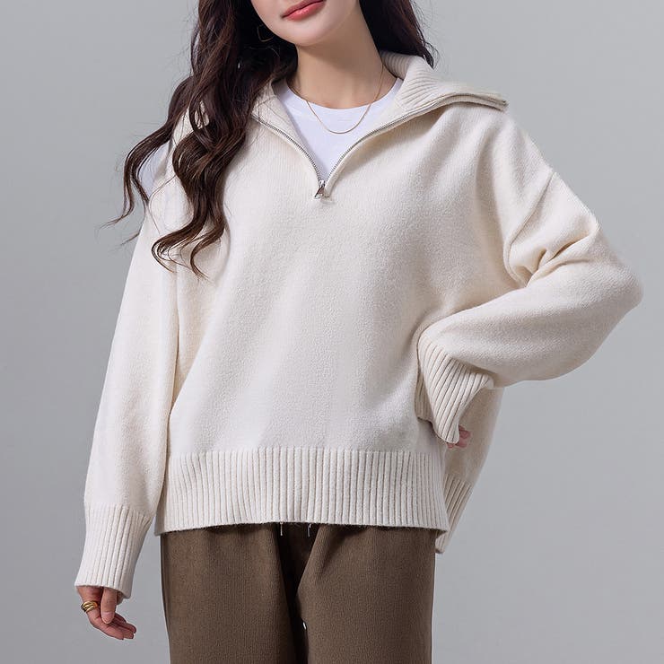 ハーフジップ ニット セーター[品番：TY000008768]｜teddyshop