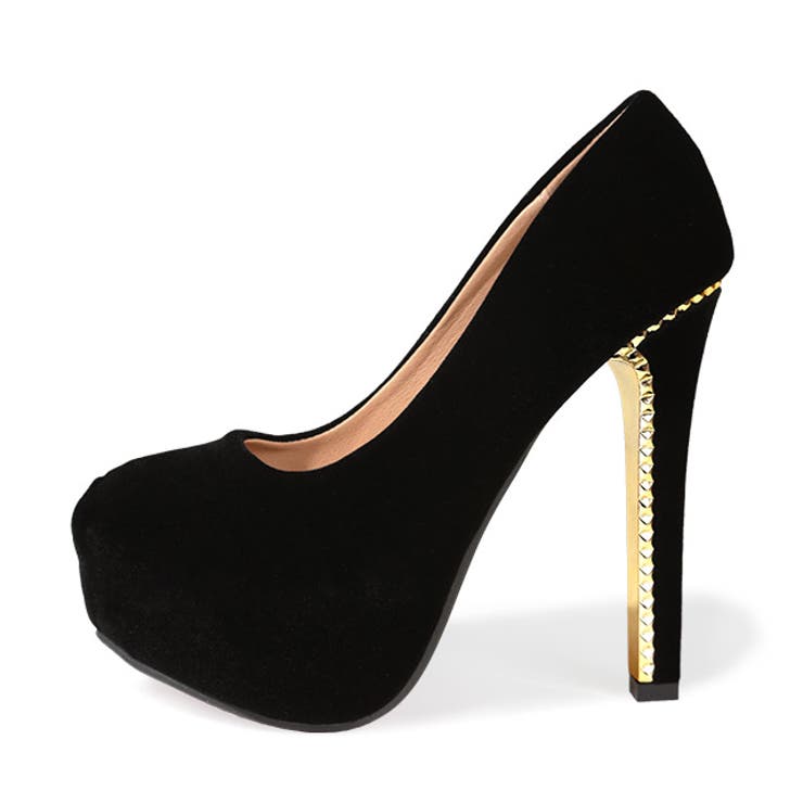 厚底×ハイヒールベロアパンプス キャバパンプス シューズ[品番