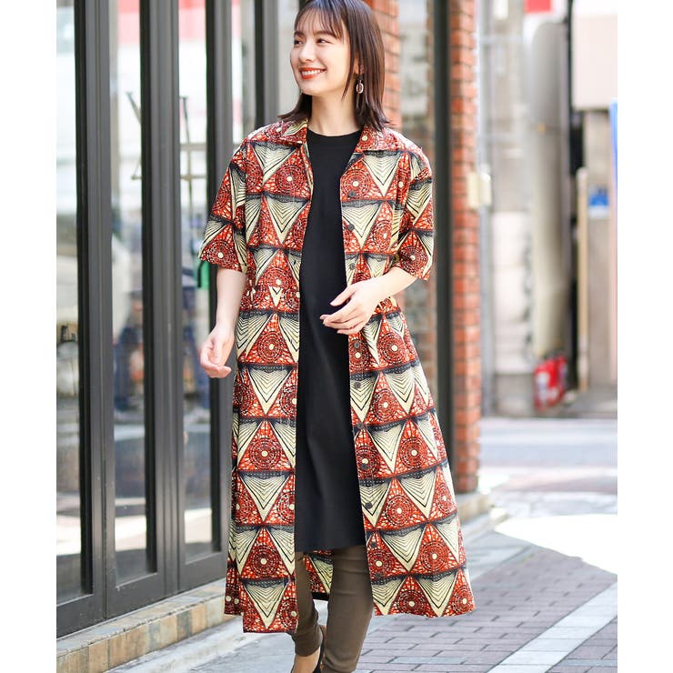 ShantiShantiアフリカンプリントシャツワンピース 1172216160…[品番