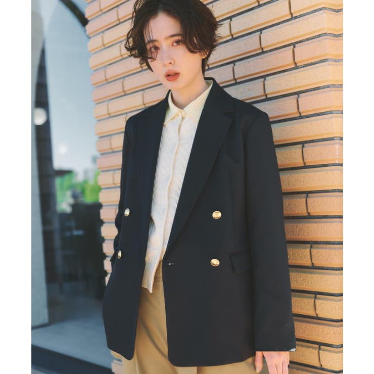 通勤・セレモニー】CAVIAN 金ボタンダブルブレストジャケット[品番