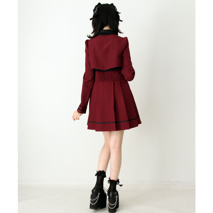 ジャケット風チェーンネクタイベルトプリーツワンピース 量産型 地雷系